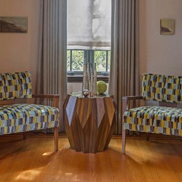 Pass through sitting room in Westchester Tudor Revival