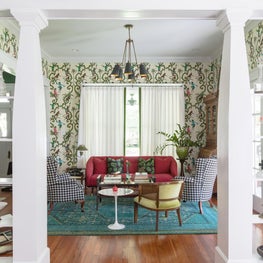 View from dining room into living room 