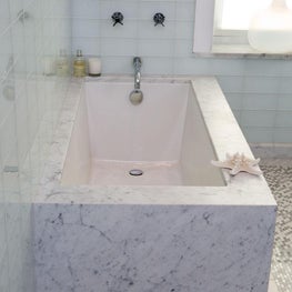 Hudson Street Brownstone/Modern Bathroom/Marble Bathtub