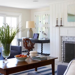 Living Room with Custom Desk at Chappaquiddick, Martha's Vineyard