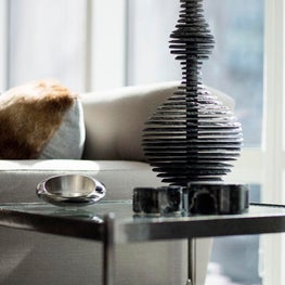 Astor Place/Custom Side table/Stacked Slate Table Lamp/Modern