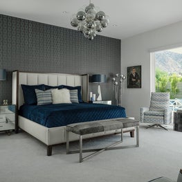 Master Bedroom with Grey Links Wallpaper