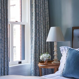 Window Treatment and Bedside Details of a Contemporary Residence