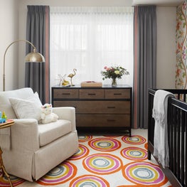 Chicago, Nursery with colorful wallpaper and accents 