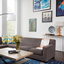 Chicago, Family Room with custom art and pops of color