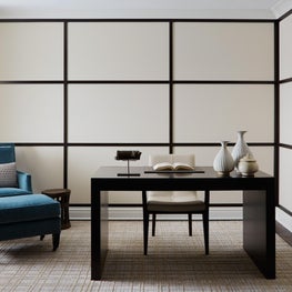 Cathedral District Residence Minimalist Office with Shoji Screen Detailing 