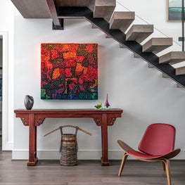 Portfolio: Mid-century modern entry with floating staircase