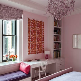 Park Avenue Residence, Girl's Bedroom w/ pastel palette and whimsical chandelier
