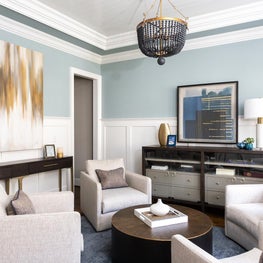 The beautiful Modern Parlor with Beaded Pendant Lighting