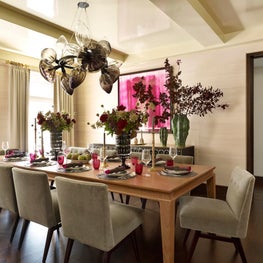 Carnegie Hill Apartment, Dining Room, Modern Art, Beige Palette