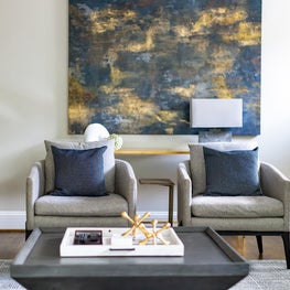 Geometric coffee table and chairs