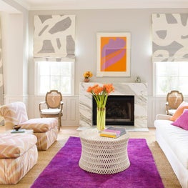 Sitting Room with custom painted fabric