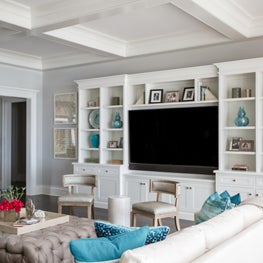 Great Room  view with shelves