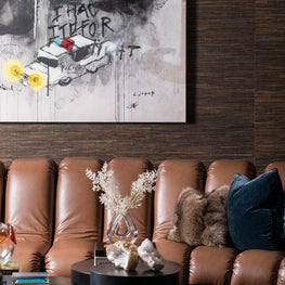 Custom leather sofa for penthouse living room