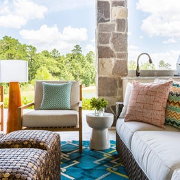 Portfolio: Woodlands contemporary-style home, outdoor entertaining area with bold colors