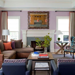 Modern Lavender and Orange Family Room