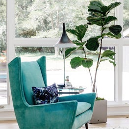 Turquoise Velvet MCM Statement Chair 