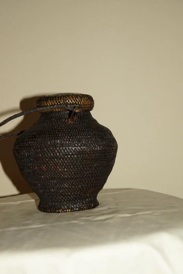 14’ TrampolineEarly 20th Century Vintage Filipino Ifugao Ulbong Rice Basket Hand Woven Bamboo