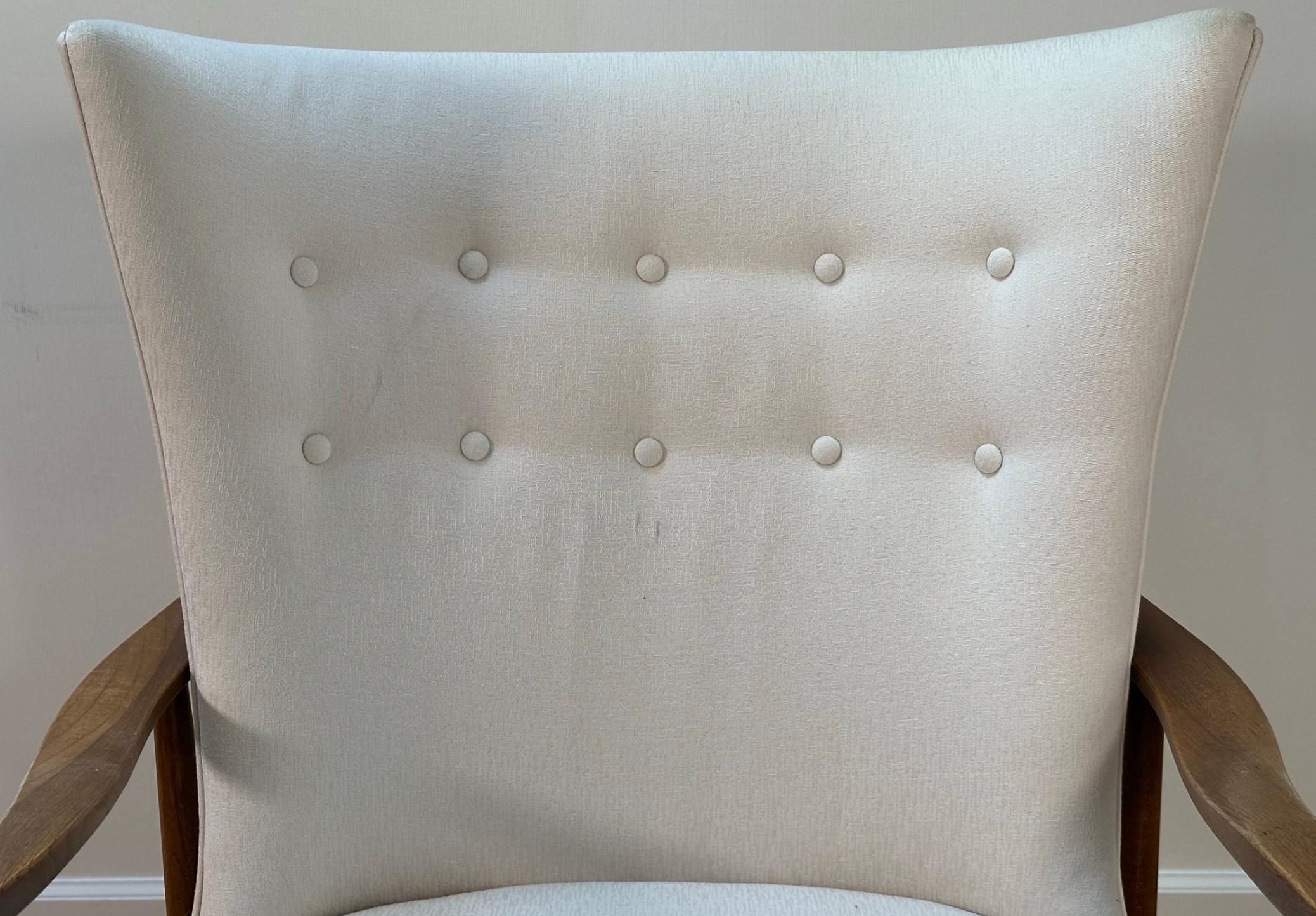 Mid Century Scandinavian Wing Back Chair With Tufted Back Rest in