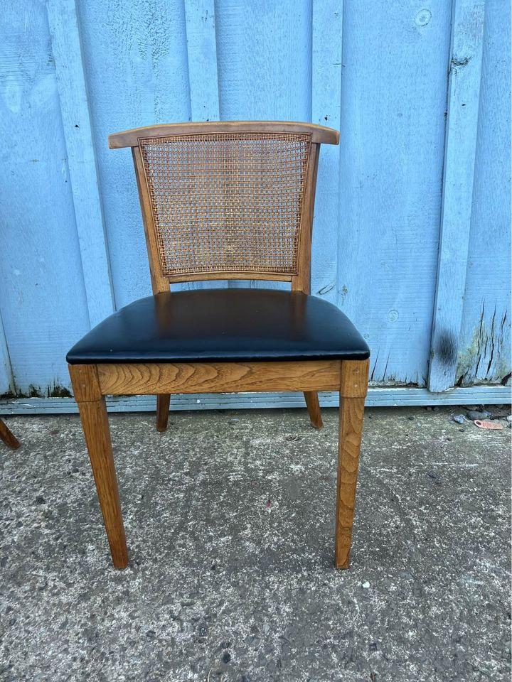 Mid 20th Century Set of Three Vintage Walnut Cane Back Dining