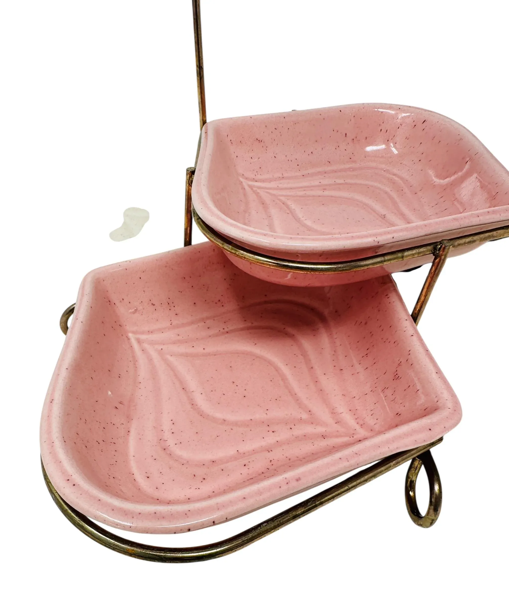 50s～ アメリカ ミッドセンチュリー灰皿 大型 ピンクラメ 1950's Vintage Mid-Century California Pottery Snack Serving Set