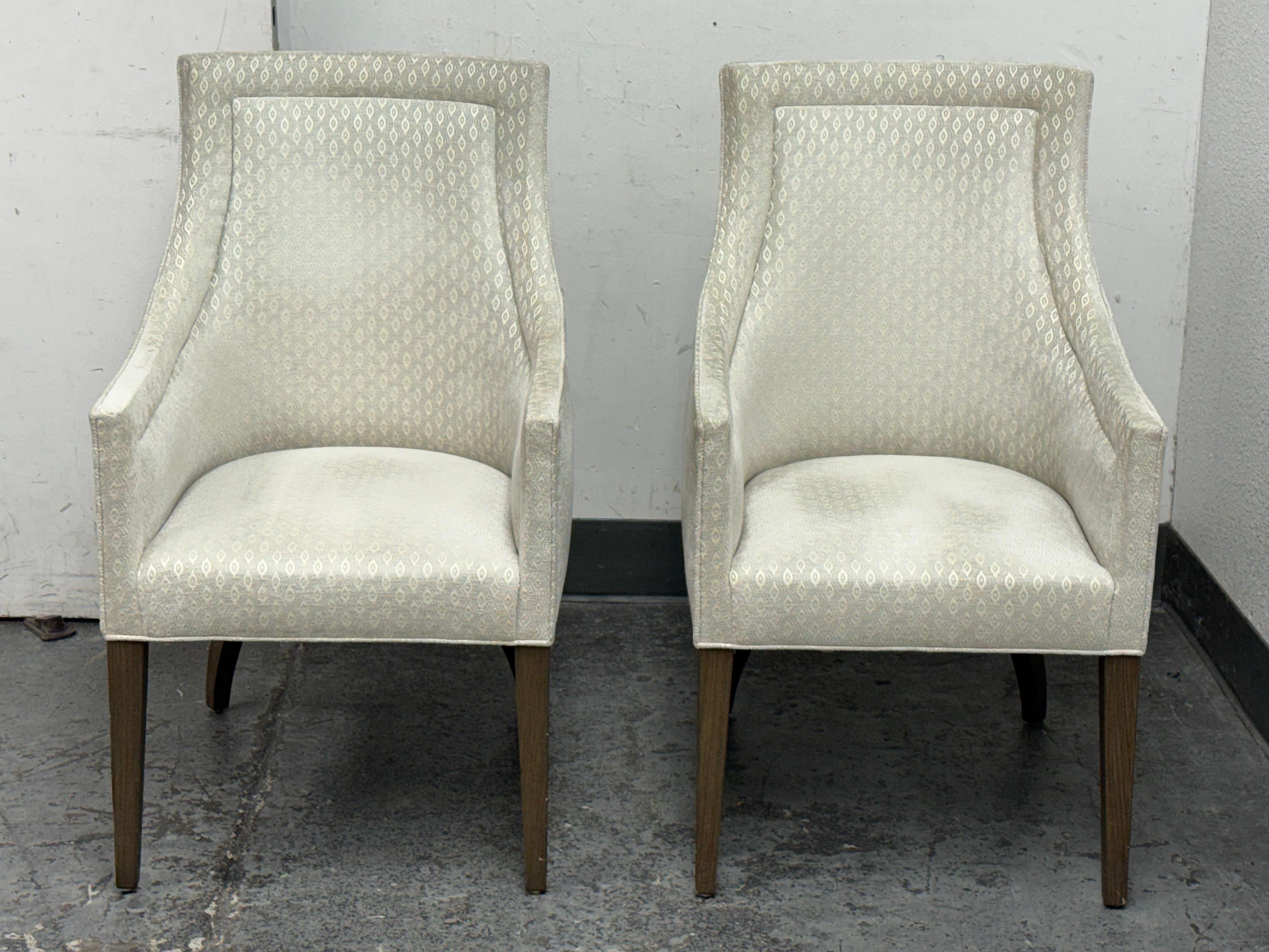 Custom Design Slope Arm Chairs, Pair