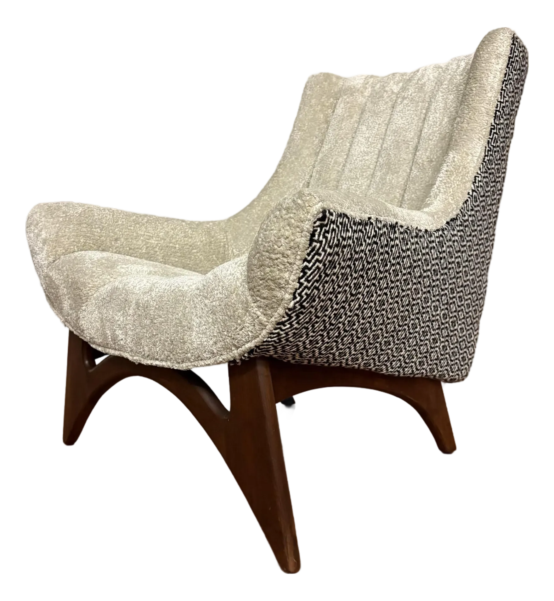 Mid-Century Adrian Pearsall Lounge Chair, Newly Reupholstered in Knoll Ita & Nobilis Arctique