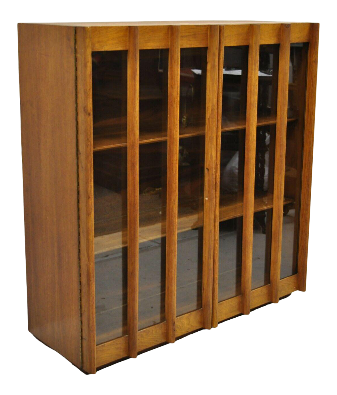 Mid Century Modern China Cabinet Bookcase Hutch Top Sculptural Walnut Glass Door Chairish