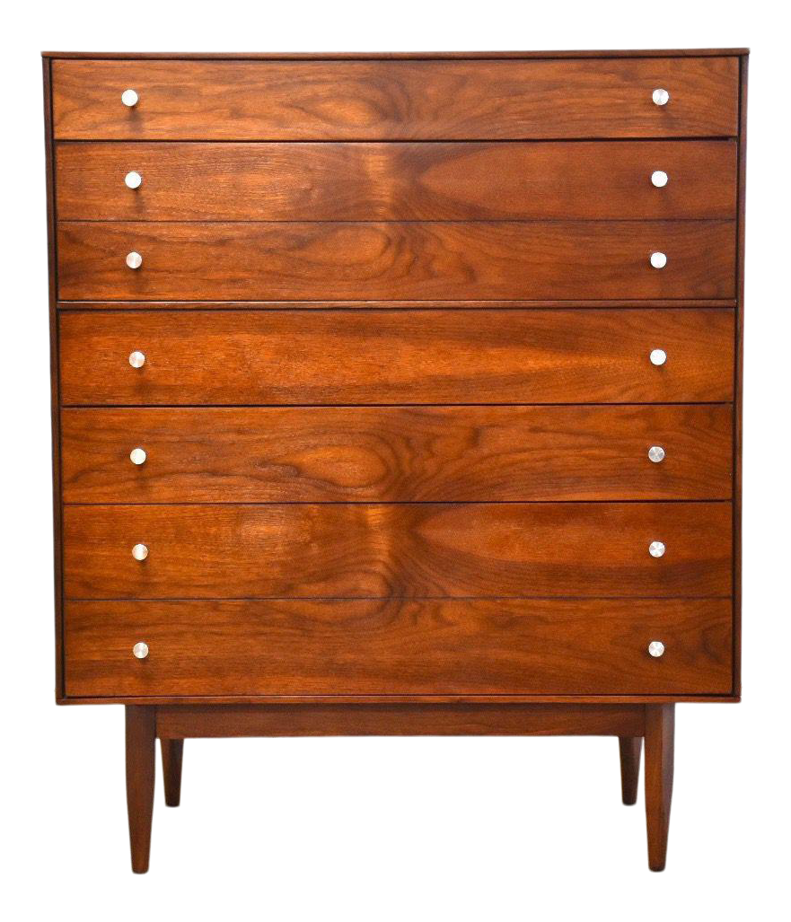 Walnut Tall Mid Century Dresser Chairish