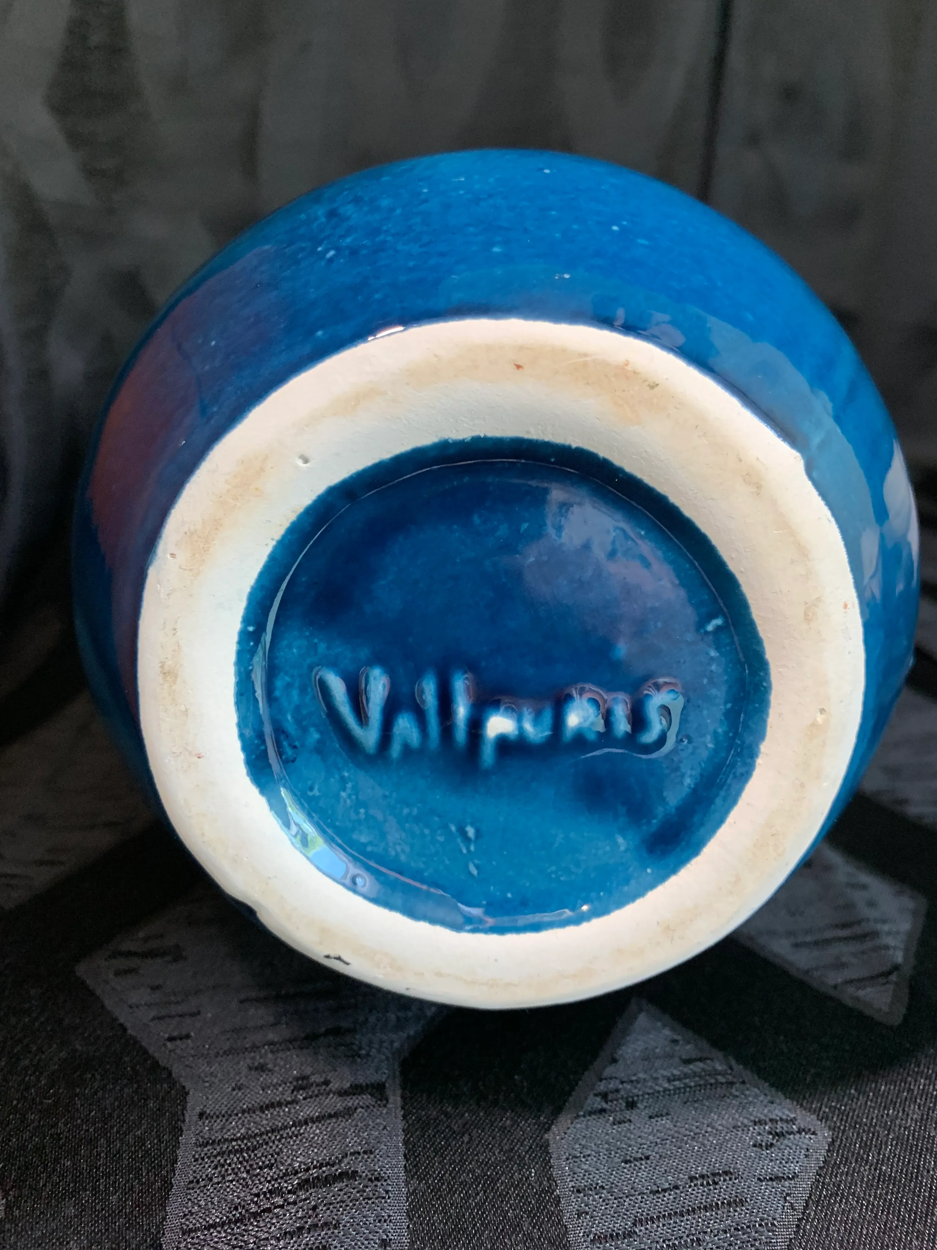 Vallauris france 陶器 Jouve Vintage French Vallauris Turquoise and Cobalt Blue Glaze Ceramic