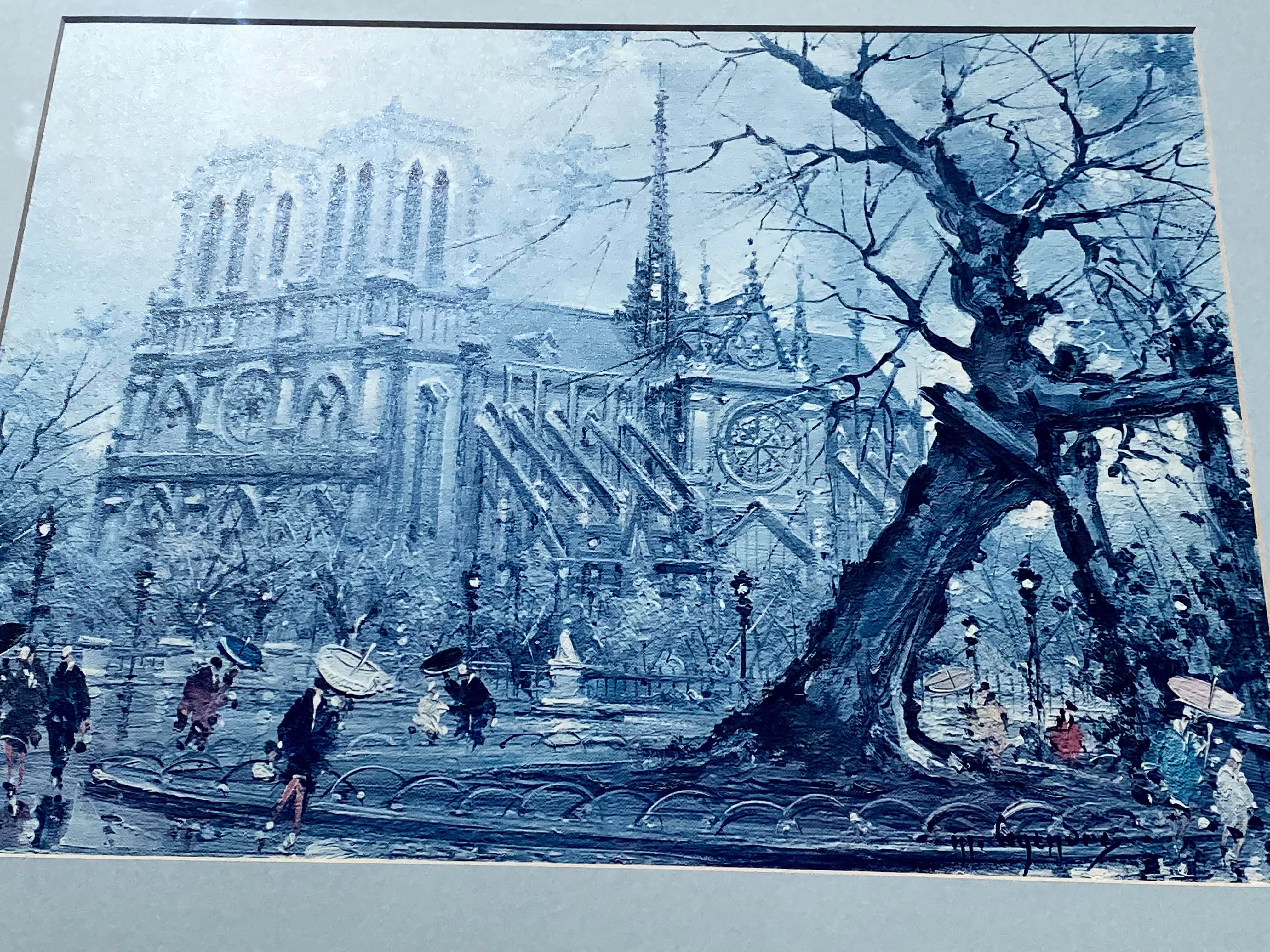 Vintage Paris Notre Dame by Maurice Legendre, French Impressionist
