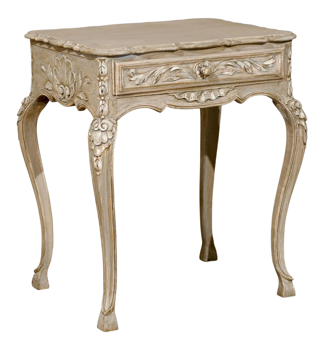 French Richely Carved and Painted Wood Side Table Chairish