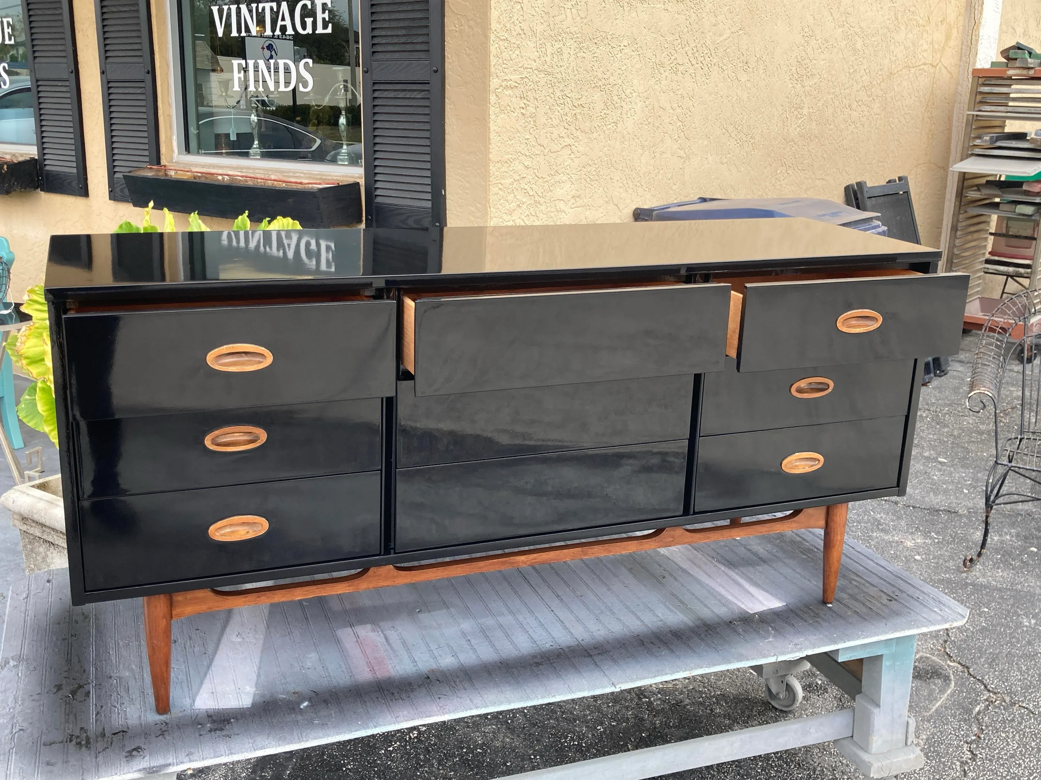 black mid century dresser Four Hands Adolfo 6 Drawer Dresser