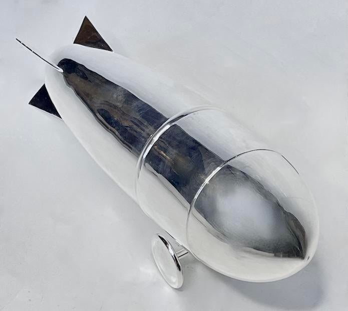 Vintage Art Deco Silver Zeppelin Cocktail Shaker | Chairish