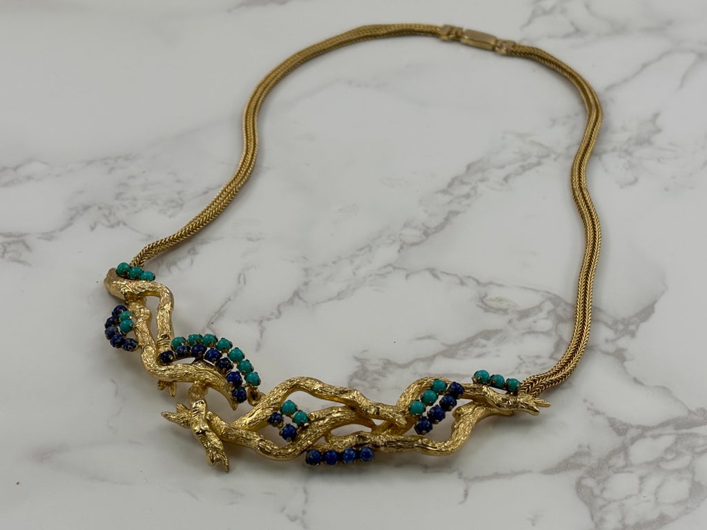 Vintage Christian Dior Necklace - 1962 Gold Tone Branches With 