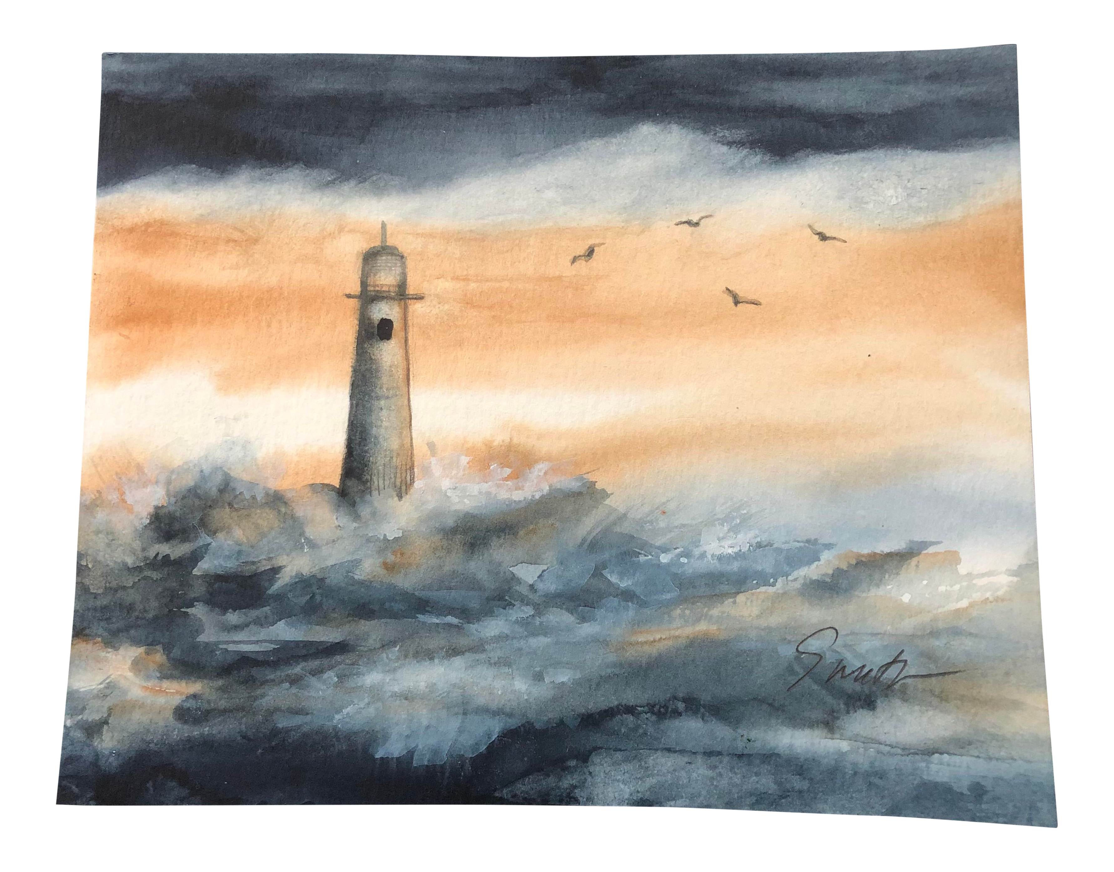Winter Sky Original Watercolor Painting Realistic Art; Fine Artwork; Home Decor; Living Room Art; Original Watercolor Painting 10X7.5In Art & Collectibles Painting Sibawor.id