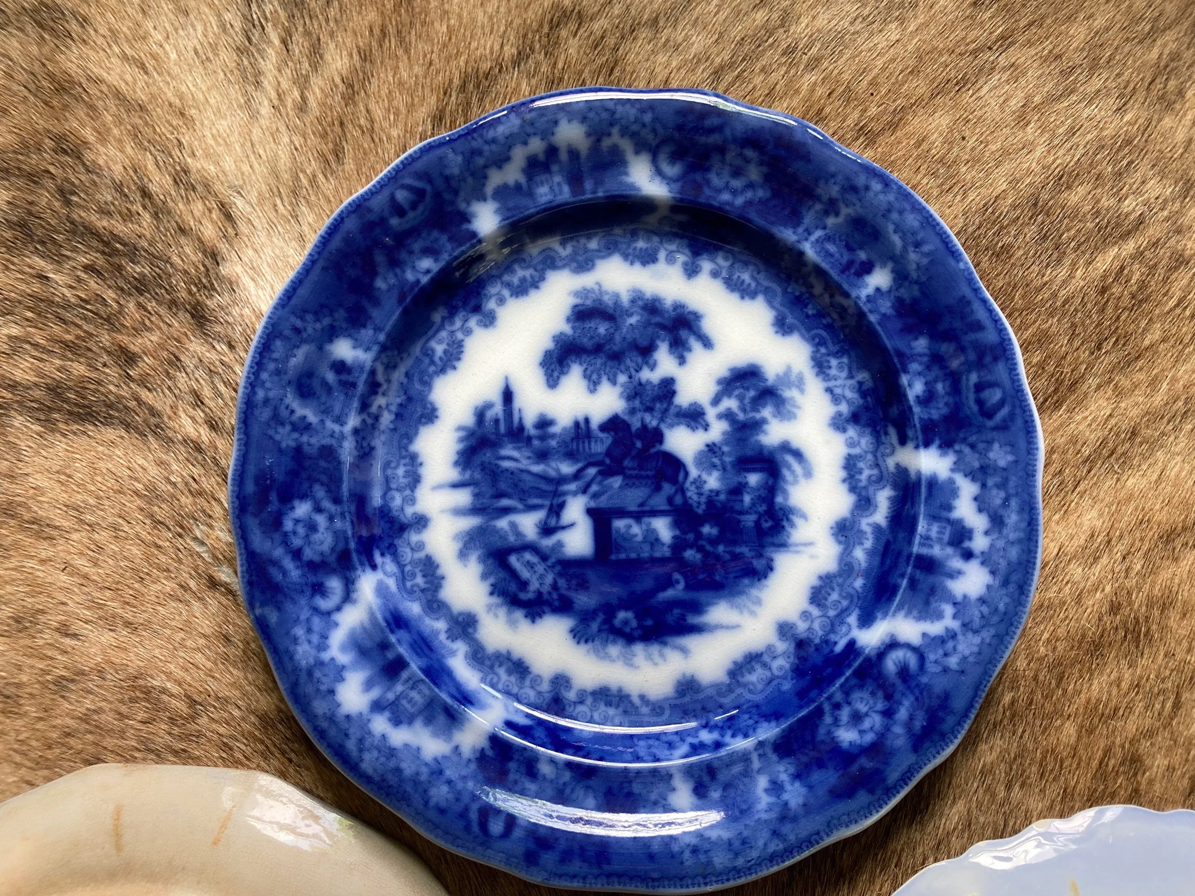 Antique Flow Blue Dinner Plates- Set of Chairish