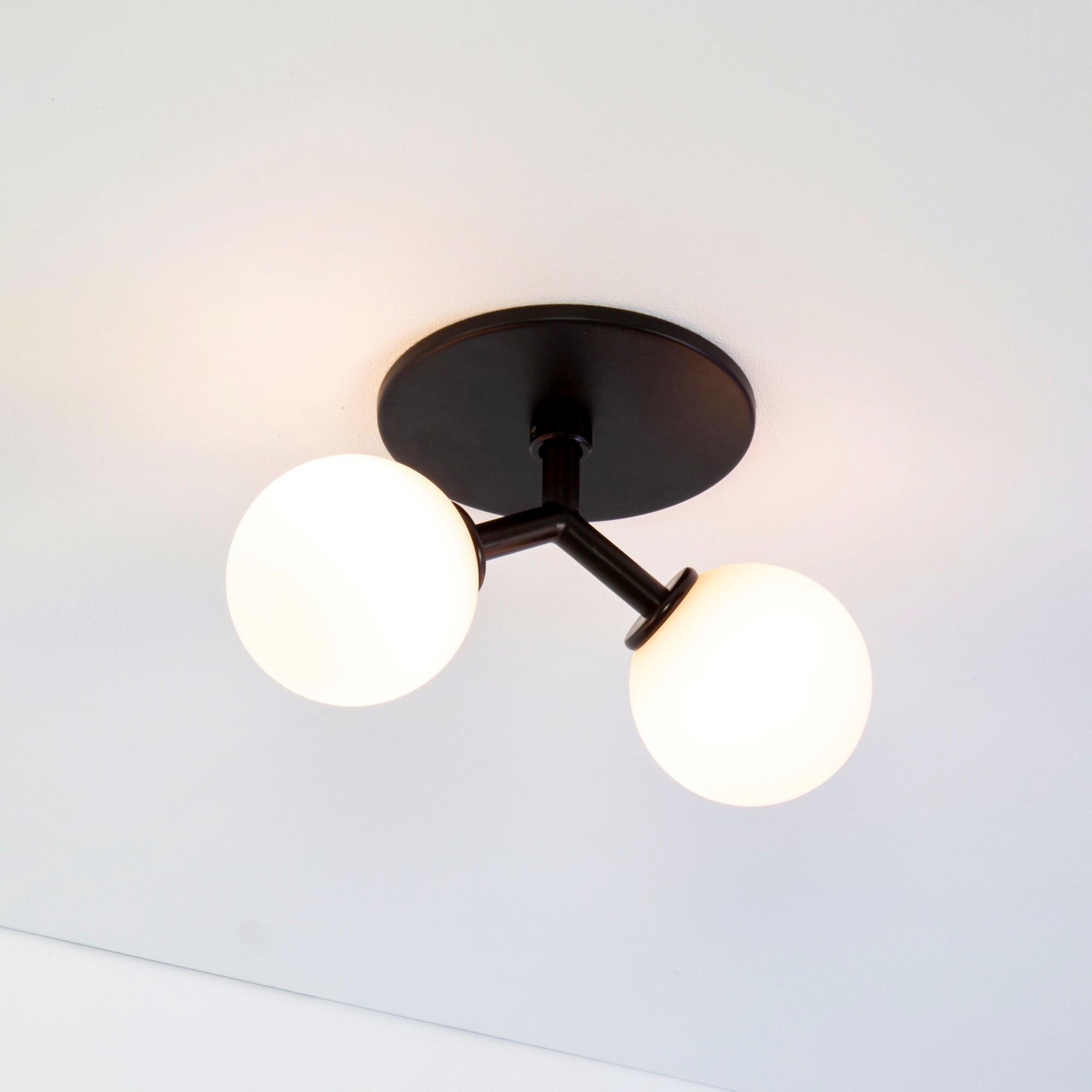Y Flush Mount, Modern, 3 Inches Glass Globes, by Research.Lighting, Modern, Minimal