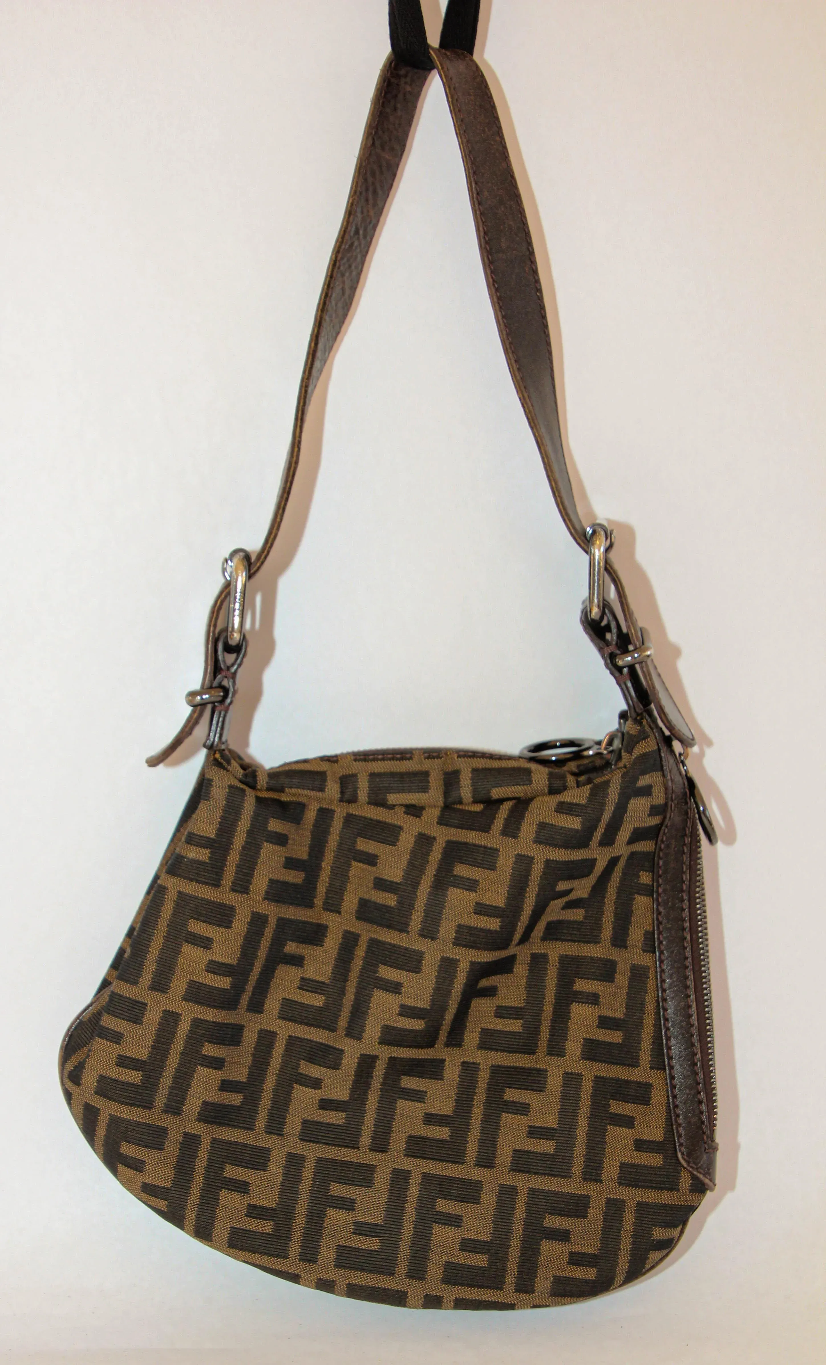 Fendi Oyster FF Print Shoulder Hobo Bag