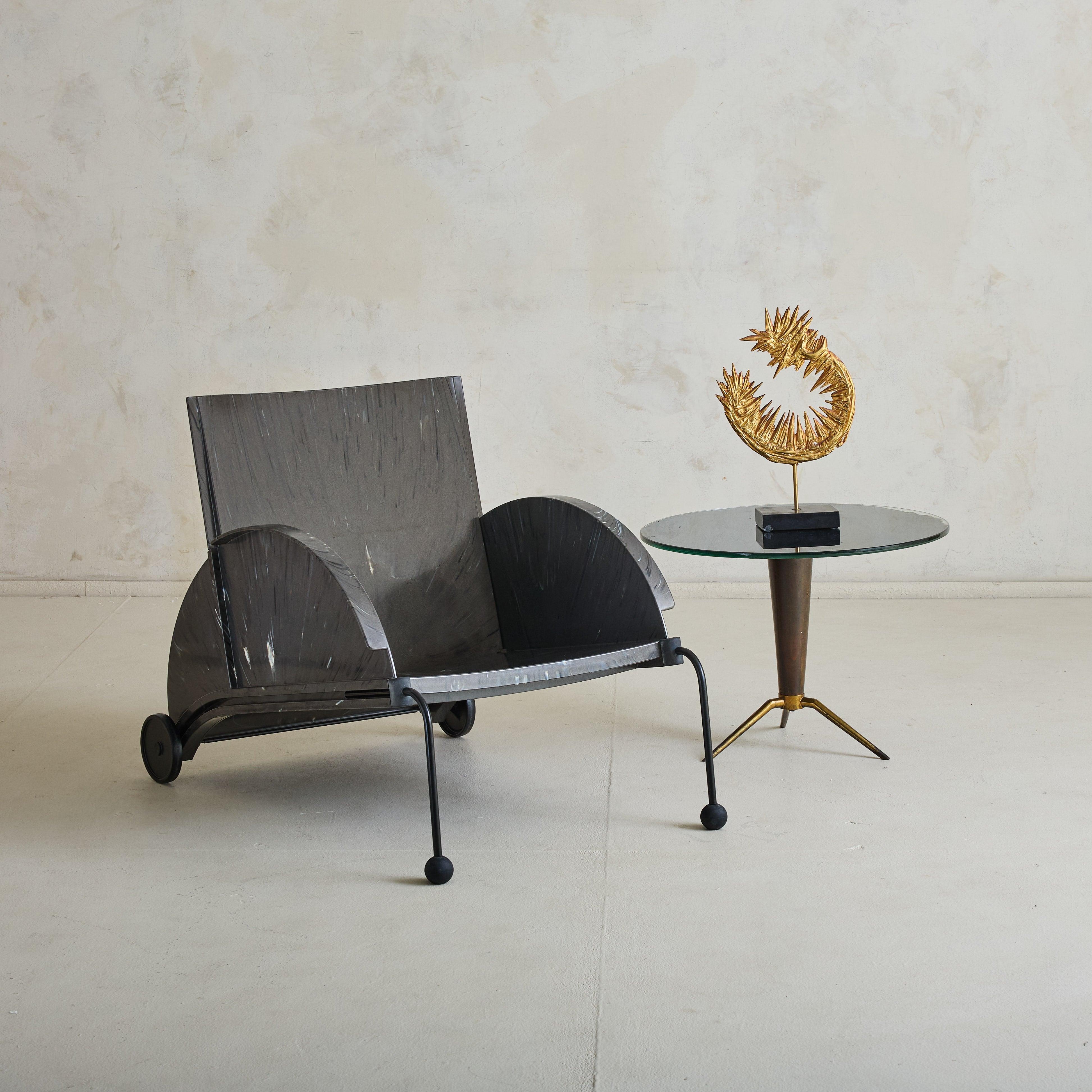 Italian Black \'4814\' Lounge Chair Attributed to Anna Castelli Ferrieri for Kartell, 1988