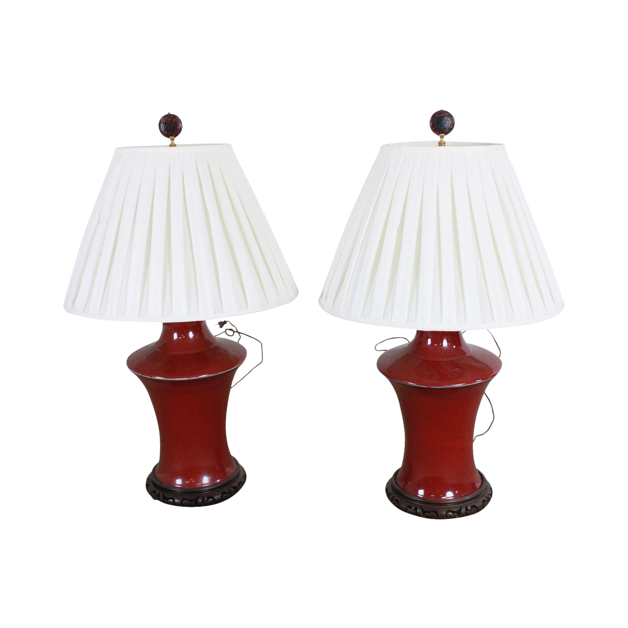 dark red table lamps