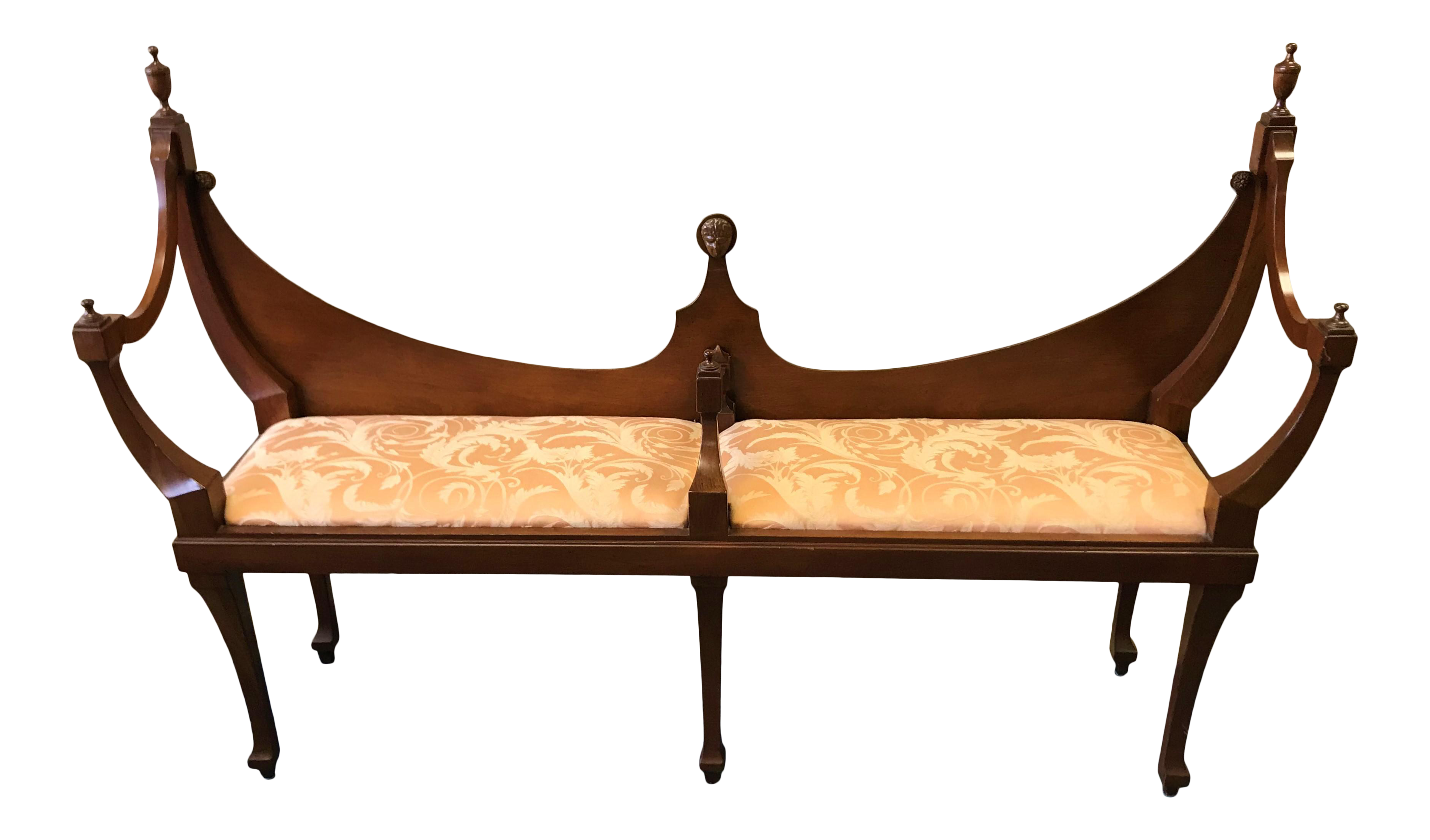 Antique Petite Size English Hepplewhite Courting Bench Circa 1900