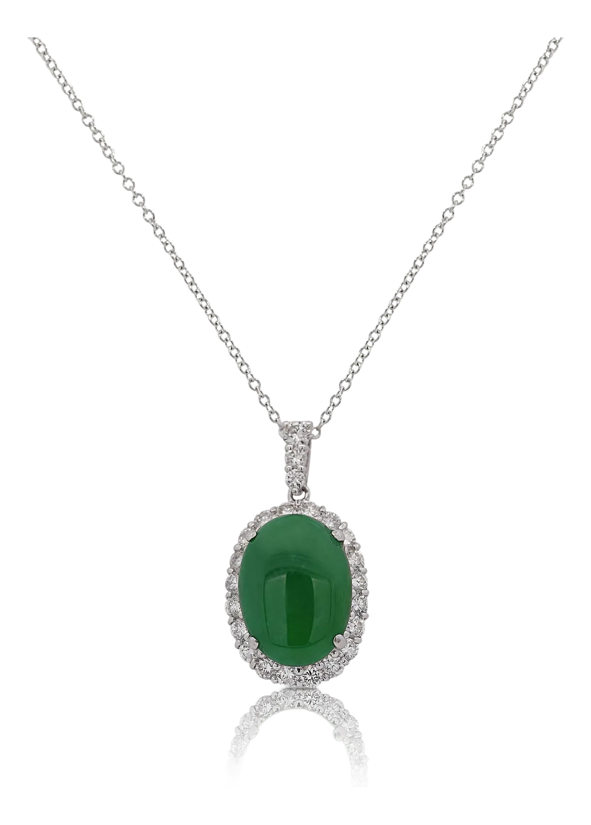 Certified Carat Jadeite Jade and Diamond Platinum Pendant