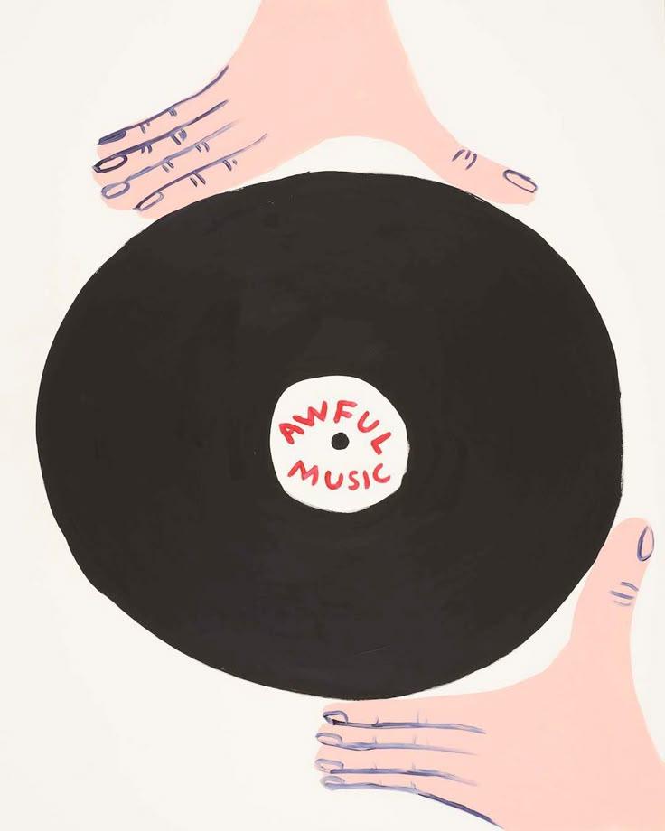 アート・デザイン・音楽 David Shrigley THE BOOK OF SHRIGLEY David Shrigley Awful Music Record Print | Chairish
