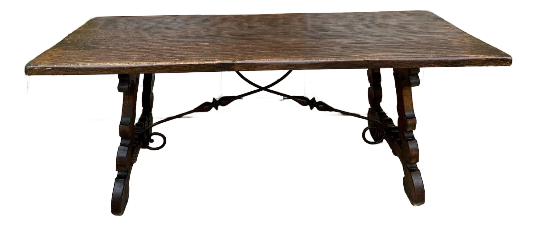 Antique French Oak Dining Table Spanish Catalan Console Kitchen Island C1910