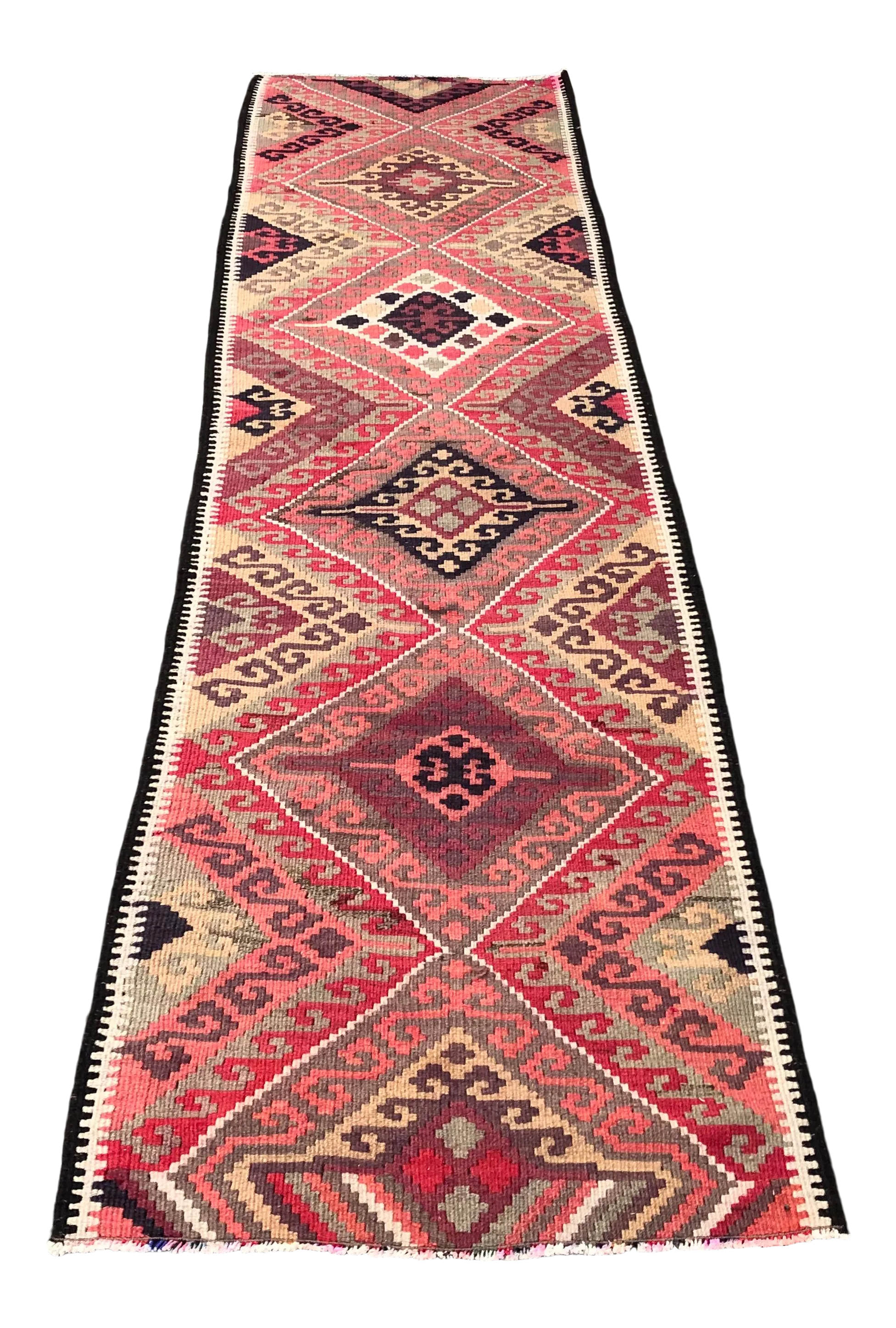 1960s Vintage Handmade Hallway Kilim Runner- 2′10″ × 11′1″