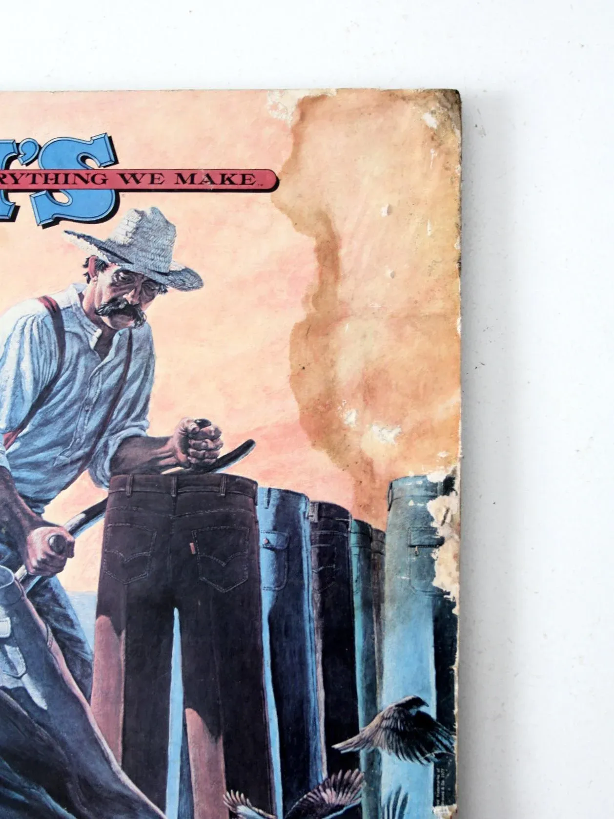 Vintage 70's Levi's Mounted Advetising Poster | Chairish