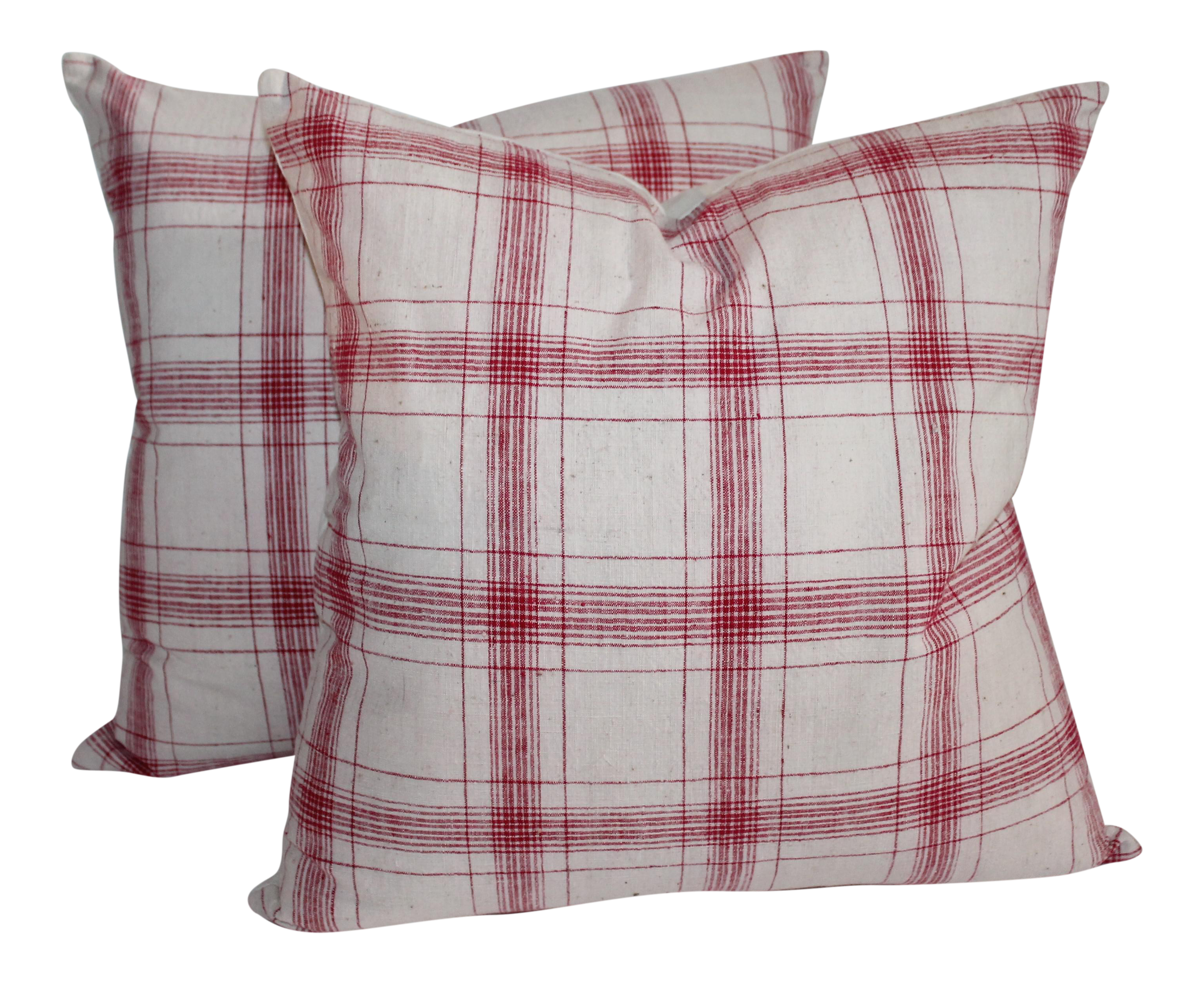 Red And White Striped Pillows A Pair Chairish