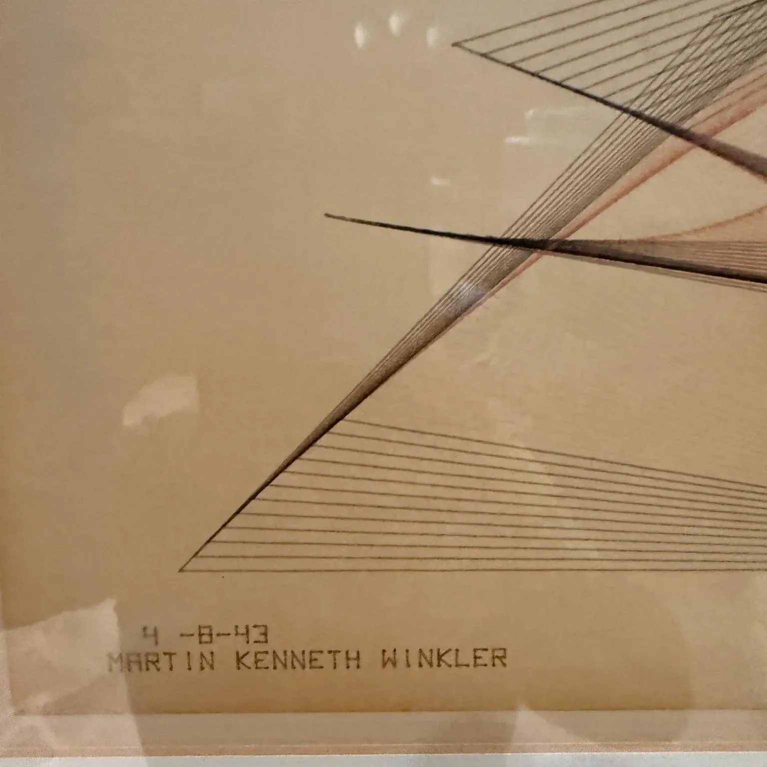1943 Art Ink on Paper Abstract Drawing Signed Winkler