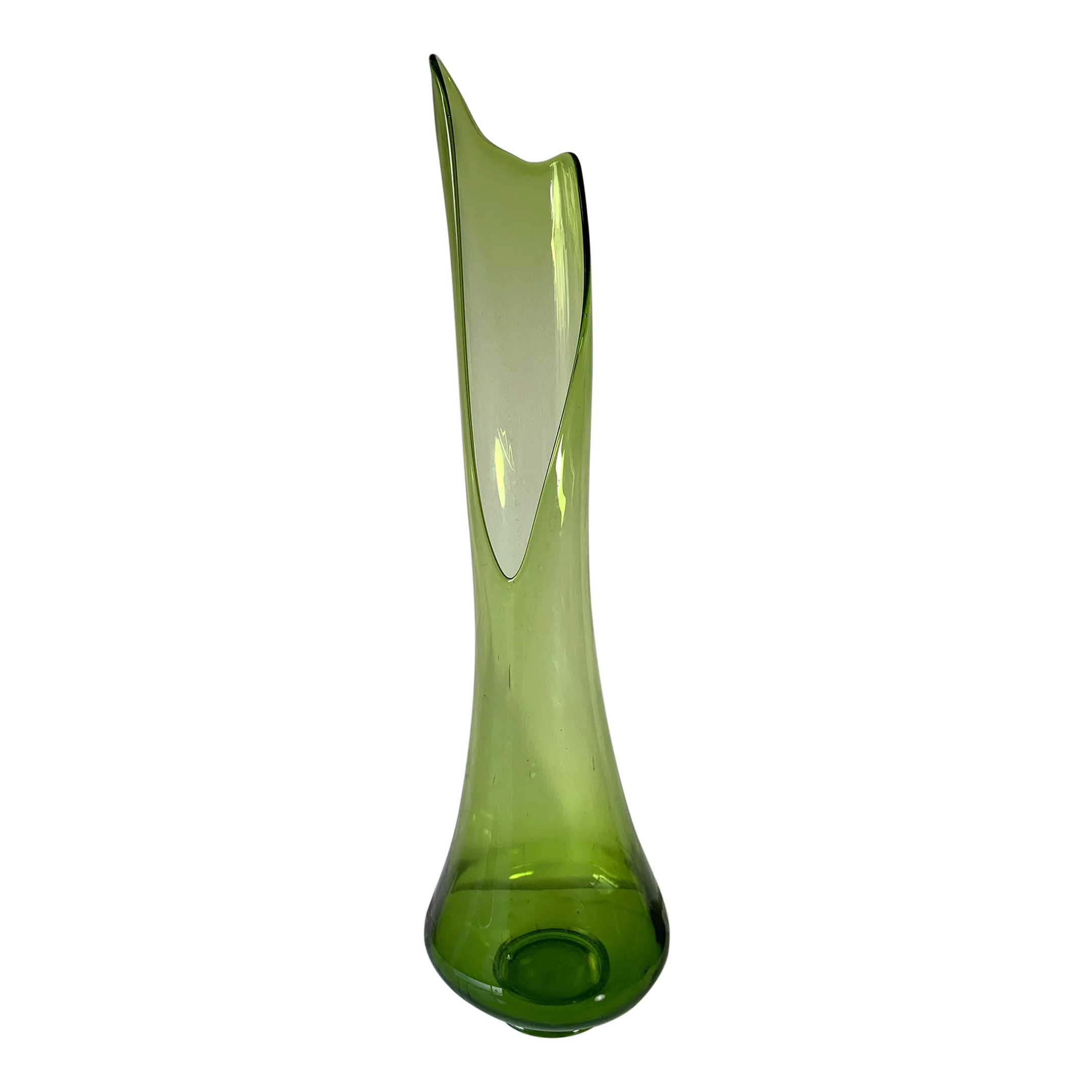 1960's MidCentury Modern Monumental Green Blown Glass Floor Vase